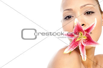 Young italian woman with flower