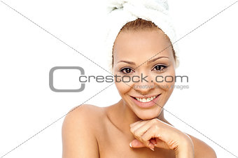 Young woman wearing a towel