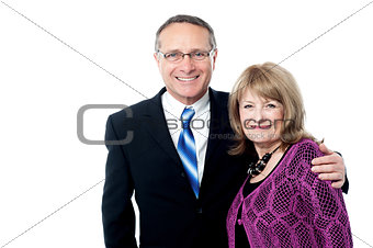 Smiling mature business couple