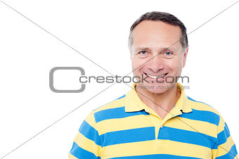 Smiling senior man isolated over white