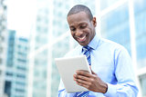 Business professional using a tablet pc