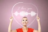 Attractive woman with heart graphics