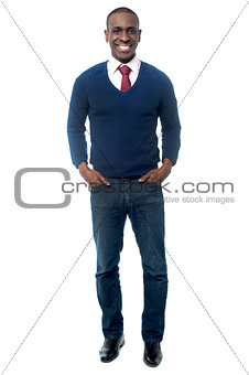 Smiling middle aged businessman posing