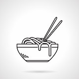 Noodles bowl black line vector icon