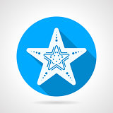 Flat round vector icon for starfish