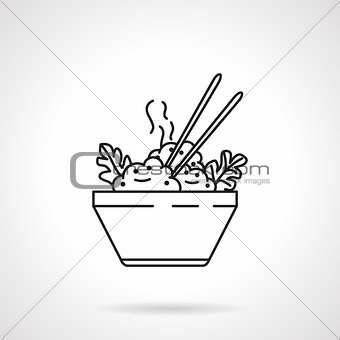 Rice bowl black line vector icon
