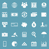 Banking icons on blue background