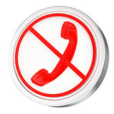 3D phone icon, button, red glossy circle, stop call