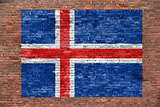 Flag of Iceland painted over brick wall