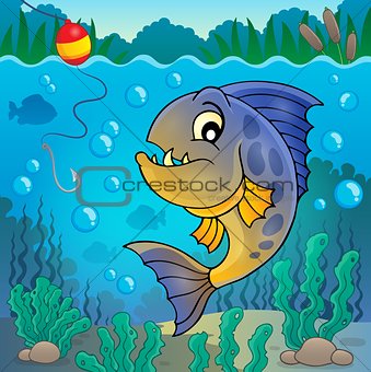 Piranha fish underwater theme 2