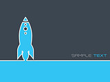 Simplistic startup business background with blue rocket 