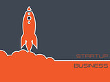 Simplistic startup business background with rocket