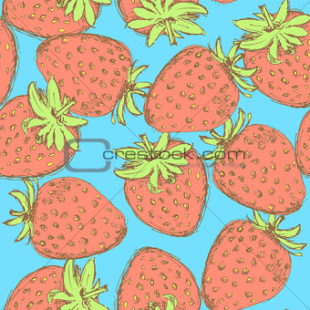 Sketch tasty strawberry in vintage style