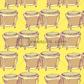 Sketch bongos musical instrument in vintage style