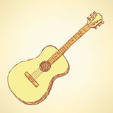 Sketch guitar musical instrument in vintage style