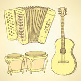 Sketch musical instrument in vintage style