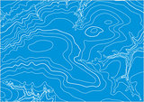 Abstract vector topographic map in blue colors