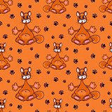 seamless pattern with red cat