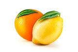 fresh lemon and orange isolated on white