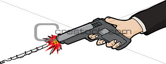 Isolated Drawing of Gun Firing