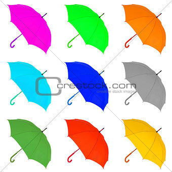 multicolored umbrella on a white background