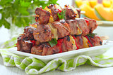 Grilled kebab with pepper and pineapple