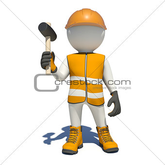 White man in special clothes with mallet