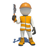 White man in special clothes with adjustable spanner