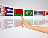 Flags of several countries. Virtual screens