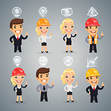 Businessmen with Icons Set