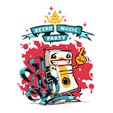 Retro Music Party Poster With Happy Audio Cassette