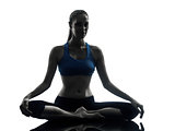 woman exercising yoga meditating silhouette