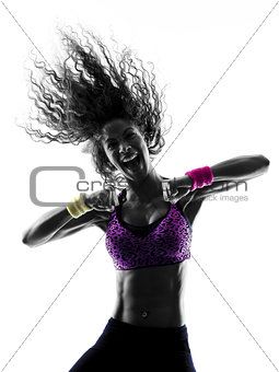 woman zumba dancer dancing exercises silhouette