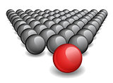 Follow the leader, Unique red ball Vector image