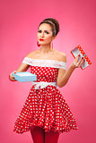 Gift disappointement. Pin-Up Retro Style Woman.