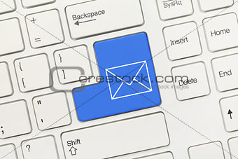 White conceptual keyboard - Mail icon (blue key)