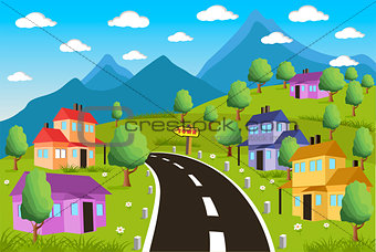 Rural landscape with small town