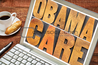 obamacare typography on laptop screen