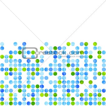 Blue green circles on white background
