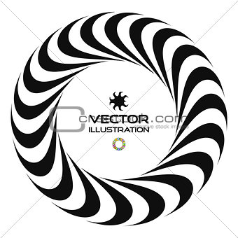 Black and white vector illustration of 3d ring. Vector template.