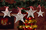 colored Christmas decoration with a  out of focus background