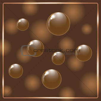 Brown chocolate balls on brown background. 