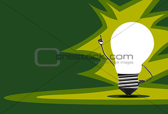 Glowing light bulb character, insight