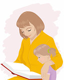 Mom teaches daughter to read