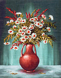 Bouquet Of Flowers in a Clay Vase