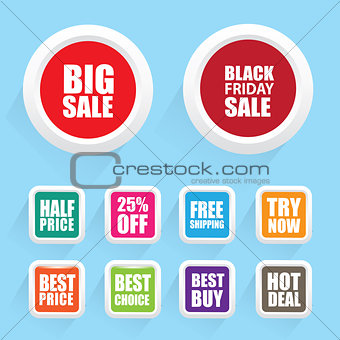 Special offer tag set with different promotions