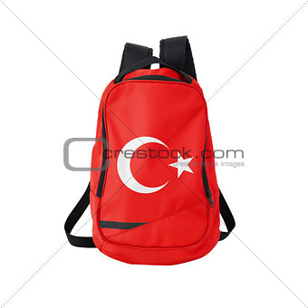Turkey flag backpack isolated on white