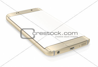Gold Platinum Smartphone edge with blank screen