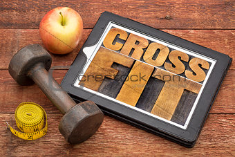 crossfit word abstract on tablet