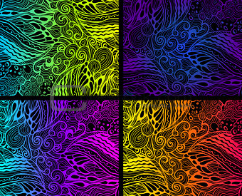 Colorful ornaments on black background